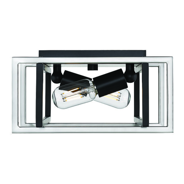 Tribeca Black and Pewter 11-Inch Two-Light Flush Mount, image 2